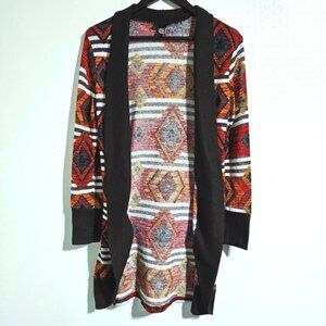 RUE 21 Women's Medium Abstract Open Front Lightweight Casual Knit Long Cardigan